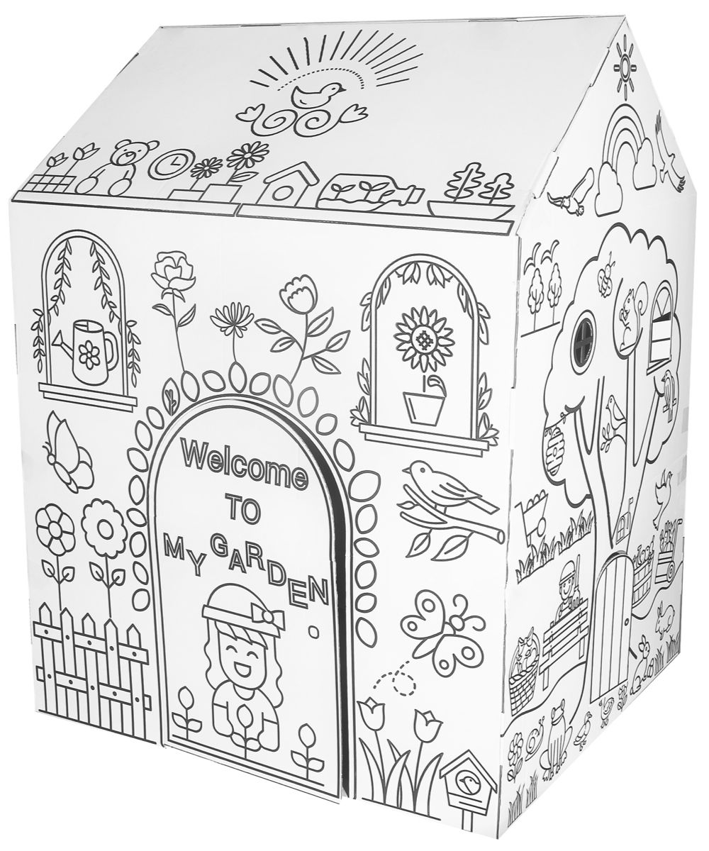color your own cardboard house